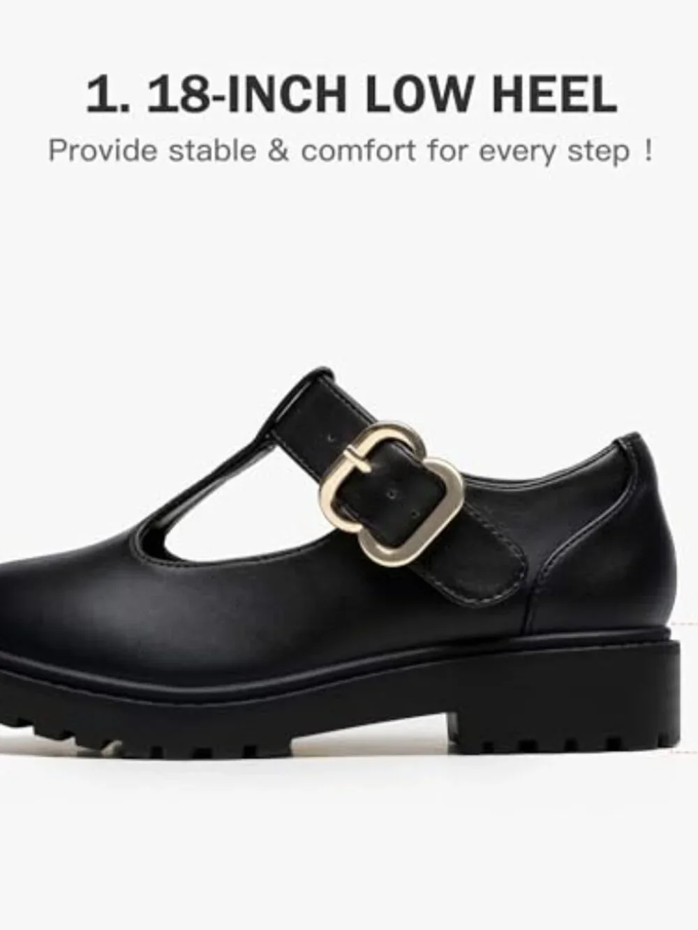 Mary Jane Shoes Girls School Uniform Flats T-Strap